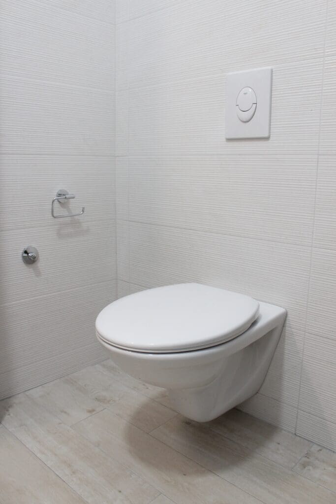 Vinyl flooring (LVT) used as a bathroom flooring material.